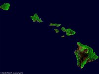 The Hawaiian Islands  The 300 m false-colour image shows us the Hawaiian islands.  These islands are an archipelago of eight major islands, several atolls, numerous smaller islets, and undersea seamounts in the North Pacific Ocean.  The image is a 30-daily composit of December 2015, compiled by the Mission Exploitation Platform (MEP - https://proba-v-mep.esa.int/).   Date: 12/2015   Resolution: 300m : hawaii, islands, pacific