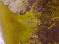 Namib-Naukluft Natioan Park, Namibia  The 100 m false-colour image of 11 October 2015 shows us the Namib-Naukluft National Park, encompassing part of the Namib Desert.  The winds that bring in the fog are also responsible for creating the park’s towering sand dunes, whose burnt orange color is a sign of their age. The orange color develops over time as iron in the sand is oxidized, like rusty metal; the older the dune, the brighter the color. These dunes are the tallest in the world, in places rising more than 300 meters  above the desert floor.   Date: 11/10/2015   Resolution: 100m : namibia, park, desert, dunes, sand dunes