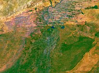 Sahel, Mali  The 100 m image of 1 June 2015 shows the central part of Mali and the Inner Niger Delta near the city of Mopti. Yhe Inner Niger Delta is a bifurcation of the Niger river and one of its tributaries, the Bani river.   Date: 01/06/2015   Resolution: 100m : sahel, mali
