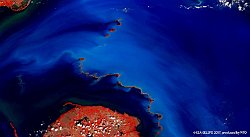 Islas de Mangles  The 100 m false-colour image of 6 March 2017 shows us the Canarreos Archipelago, located south of the main island of Cuba, in the Caribbean Sea. It comprises roughly 350 islets, and is almost as long as the Florida Keys. The largest island of the archipelago is Isla de la Juventud, the second largest is Cayo Largo del Sur.   Date: 06/03/2017   Resolution: 100m : islands, mangles, canarreos, cuba, tundra, coast, farms
