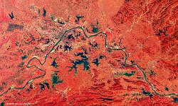Yantze river, China  The 100 m false-colour image of 11 February 2017 shows us part of the Yantze River, near the city Wuhan, capital of Hubei province, China. Known in China as the Cháng Jiāng, literally: "Long River". The Yantze river is the longest in the world who flows entirely within one country. It drains one-fifth of the land area of the People's Republic of China and its river basin is home to one-third of the country's population.[ In recent years, the river has suffered from industrial pollution, agricultural run-off, siltation, and loss of wetland and lakes, which exacerbates seasonal flooding. Some sections of the river are now protected as nature reserves.   Date: 11/02/2017   Resolution: 100m : yantze, china, river, basin, pollution, lake, floods