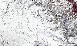 Wisconsin, USA  This image shows a snowy 100 m image near La Crosse and the Mississippi River, Wisconsin, USA.   Date: 11/12/2016   Resolution: 100m : snow, mississippi, river, wisconsin, la crosse