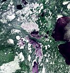 Lake Winnipegosis, Canada  The 100 m false-colour image of 28 November 2015 shows us ice in Lake Winnipegosis, or simply 'Lake Winipigis' in the province Manitoba in the centre of Canada. The lake's name derives from that of Lake Winnipeg, with a diminutive suffix. Winnipeg means 'big muddy waters' and Winnipegosis means 'little muddy waters'. Southern Manitoba, falls into the humid continental climate zone. This area is cold and windy in the winter and has frequent blizzards because of the open landscape. Summers are warm with a moderate length. This region is the most humid area in the prairie provinces, with moderate precipitation.   Date: 28/11/2015   Resolution: 100m : lake, winnipegosis, canada, manitoba