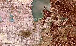 Winnipeg, USA  The 100 m false-colour image of 6 March 2017 shows us the city Winnipeg, surrounded with snow. The city is named after the Lake Winnipeg (upper part of the image), the name comes from the Western Cree words for muddy water.  Winnipeg's location in the Canadian Prairies gives it a humid continental climate. Summers have an average of 19.7 °C, winters are the coldest and driest time of the year, with an average around −16.4 °C. Temperatures occasionally drop below −40.0 °C   Date: 06/03/2017   Resolution: 100m : winnipeg, snow, water, lake, climate, cold