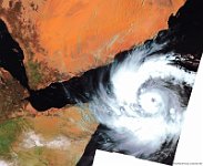 Cyclone Mekunu, Africa  In this image from May 23rd, PROBA-V spotted the tropical cyclone Mekunu as it hit and flooded Socotra Island, before making landfall on the Arabian peninsula, near Salalah, Oman on May 25th 2018. Mekunu caused flash floods and downed power lines, destroyed foodstocks, sunk 120 fishing boats and killed at least 30 people on the island, in Oman and in Yemen by the end of May. Triggering international food, water and sanitation aid efforts in the subsequent days and weeks. Satellite imagery were instrumental in the meteorological alerting, by detecting the formation of the eye, as well as in the rapid impact assessment by United Nations officials. Together with the impact of the on-going conflict in Yemen, it makes us our thoughts and sympathies go out to the many affected households and the vulnerable refugees in the region, commemorated in UN’s World Refugee Day on June 20.   Date: 23/05/20018   Resolution: 300m