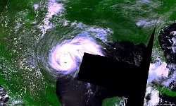Hurricane Harvey, Texas  Hurricane Harvey is an active tropical cyclone that is causing unprecedented and catastrophic flooding in southeastern Texas. It is the first major hurricane to make landfall in the United States since Wilma in 2005, ending a record 12-year period with no hurricanes of Category 3 intensity or higher making landfall in the United States. Harvey is the first hurricane to make landfall in the state of Texas since Ike in 2008, and the strongest to make landfall in the state since Carla in 1961. In addition, it is the strongest hurricane in the Gulf of Mexico since Hurricane Rita in 2005, and the strongest to make landfall in the United States since Hurricane Charley in 2004. Harvey is also the wettest tropical cyclone on record in the contiguous United States dropping nearly 52 inches (1,300 mm) of rain, surpassing a record set by Tropical Storm Amelia in 1978.   Date: 25/08/2017   Resolution: 300m : hurricane, harvey, texas, floods, record